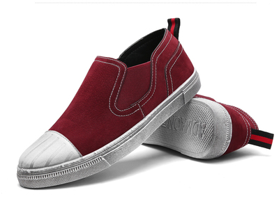 东材男士帆布鞋 韩版潮流一脚蹬懒人鞋，休闲百搭黑白时尚